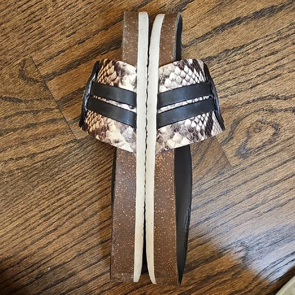 Tory Burch Leigh Slide Sandals Black and Brown Snake Print - Picture 5 of 13